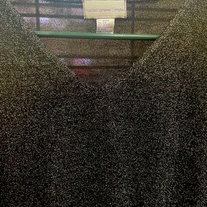 Susan Graver Sweaters Two glittery 2x black and brown